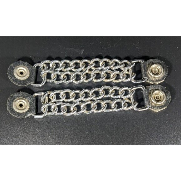 2 POW/MIA MILITARY VET. DIAMOND CUT CHROME CHAIN MOTORCYCLE VEST EXTENDERS USA - Picture 4 of 6